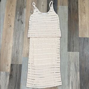 Blu Pepper Crochet crop top and Midi Skirt set